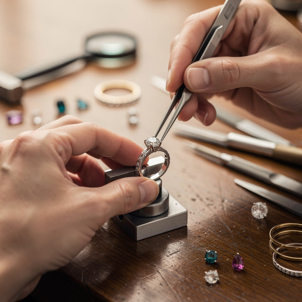 Joyeria Garcia's jeweler crafting fine jewelry in San Diego, showcasing expert craftsmanship and design